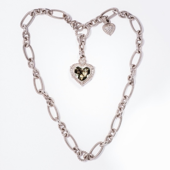 Judith Ripka Jewelry - Vintage Judith Ripka Heart Pendant and Chain